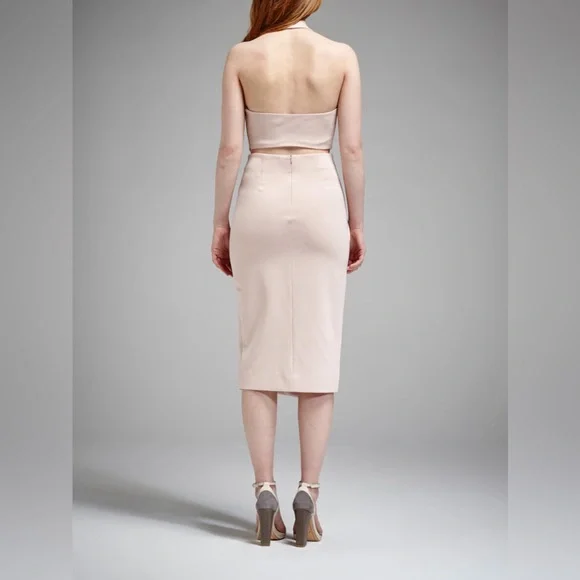 Nicholas $293 Ponti Halter Wrap Dress in Pale Pink - Picture 5 of 5